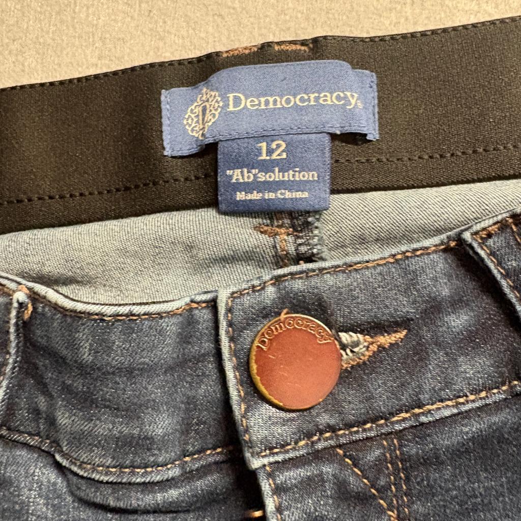 Democracy Ab solution Skinny Jeans Womens 12 Blue Denim Distressed Stretch
