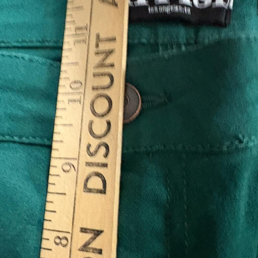 Girl-ish Mid Rise Wide Leg Cargo Utility Pants Womens 13/31 Green Stretch Cotton