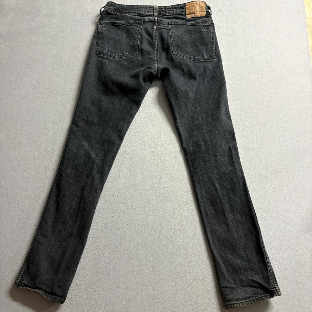 Volcom 2x4 Jeans Mens 32 Black Denim Slim Straight Boardwear Stretch Pants