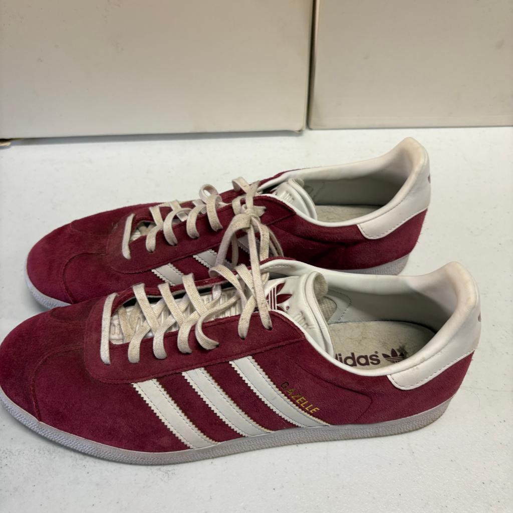 Adidas Gazelle Burgundy Suede Mens Size 13 Maroon White B41645 Low Top Sneakers