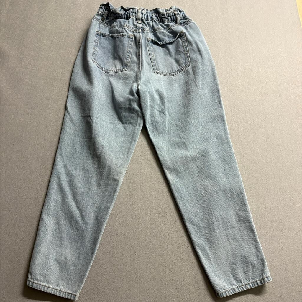 Denim Blvd Los Angeles Paperbag Waist Jeans Womens Medium Light Wash Denim