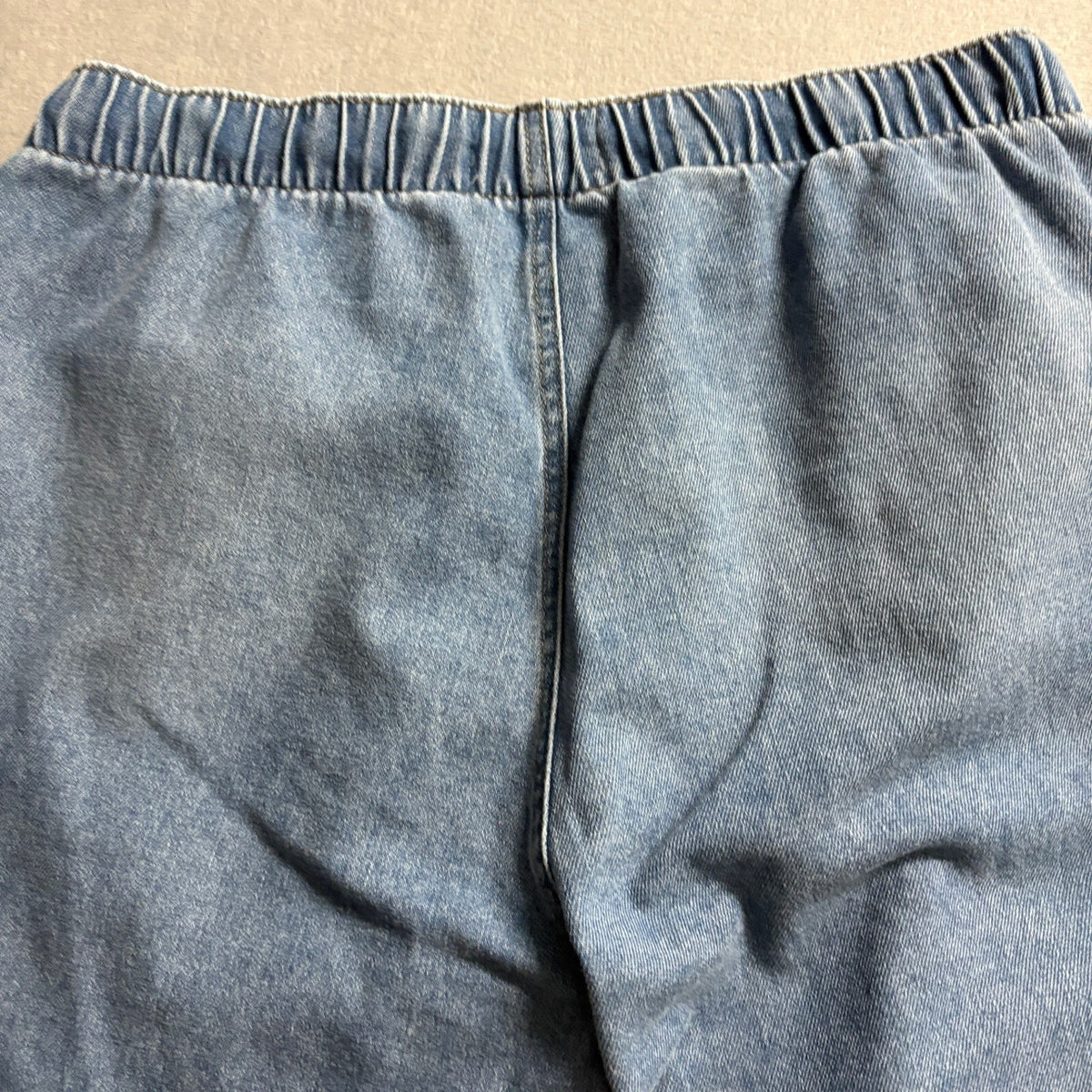 No Boundaries Womens Cargo Denim Joggers Size L 12-14 Elastic Waist Medium Wash