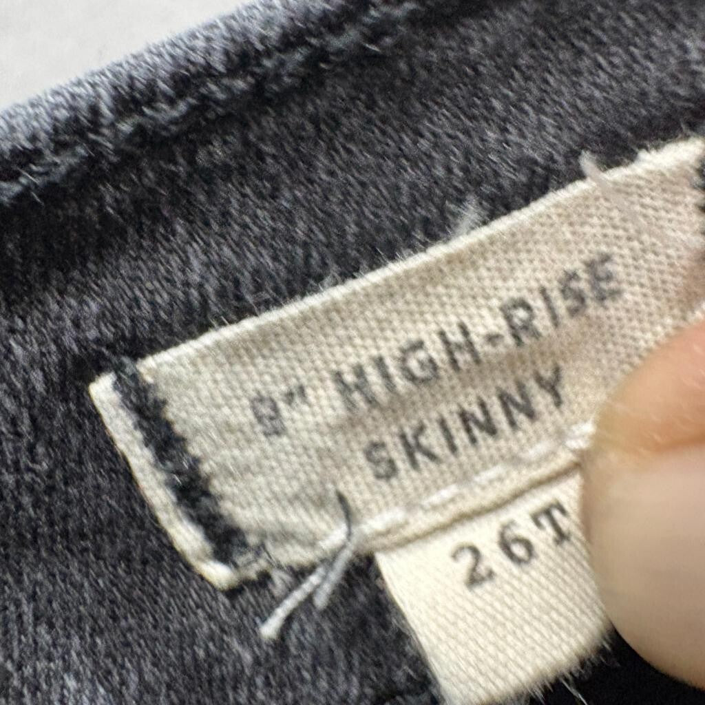 Madewell 9 High-Rise Skinny Jeans Womens 26T Black Distressed Raw Hem Tall
