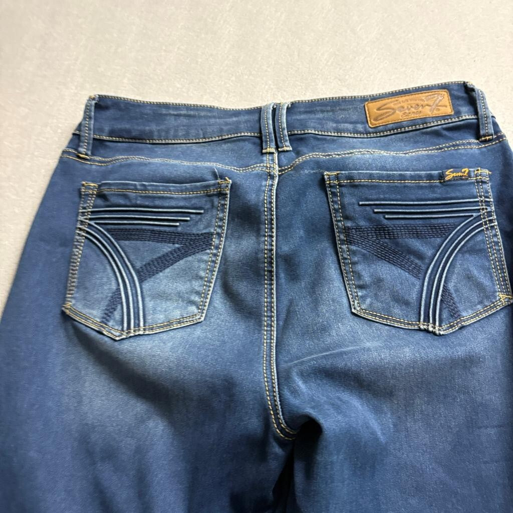 Seven7 High Rise Skinny Jeans Womens Size 12 Blue Denim Stretch Pockets