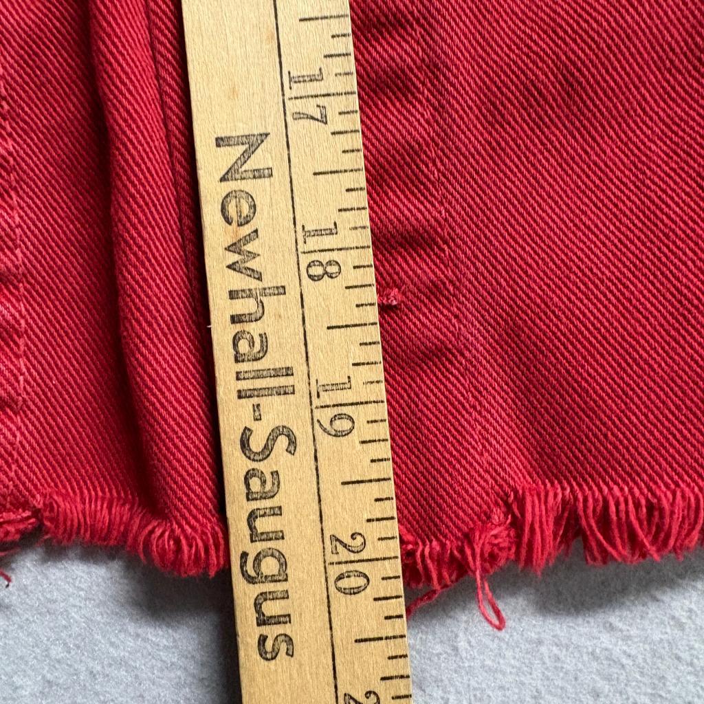 John Galt California Red Denim Jacket Womens Cropped Raw Hem Button Up