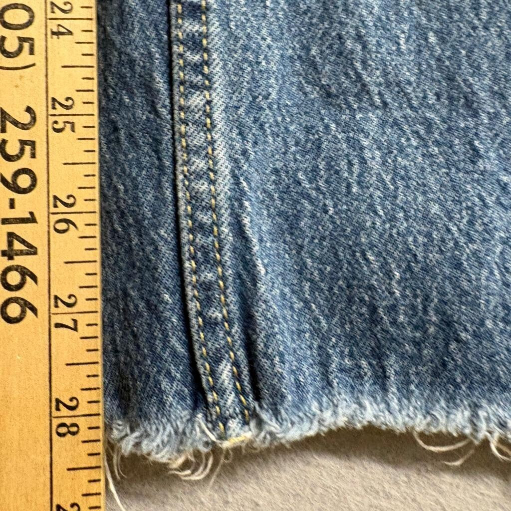 Free Assembly Distressed Straight Leg Jeans Womens Size 10 Blue Denim Raw Hem