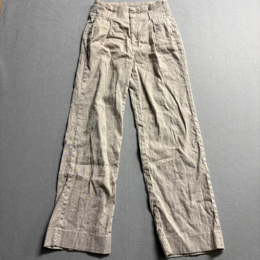Banana Republic Linen Cotton Blend Wide Leg Pants Womens Size 0 Beige Pleated