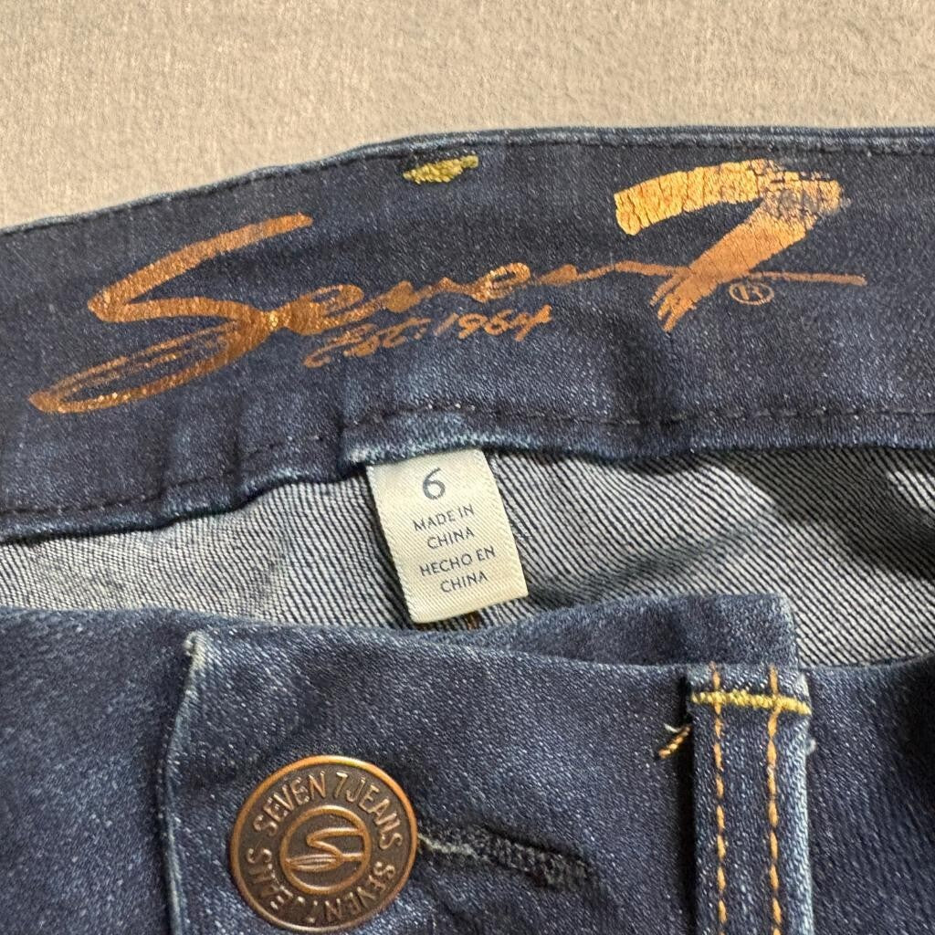 Seven7 Tummyless High Rise Slim Bootcut Jeans Womens Size 6 Dark Wash Stretch