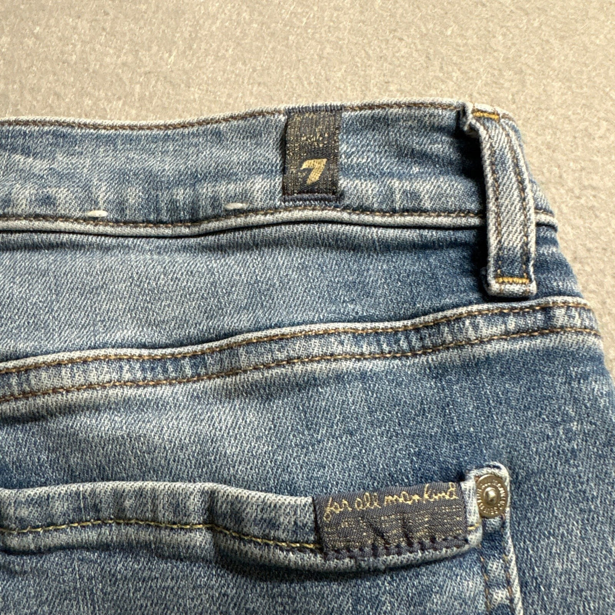 7 For All Mankind High Waist Slim Kick Jeans Womens Size 27 Frayed Raw Hem Blue