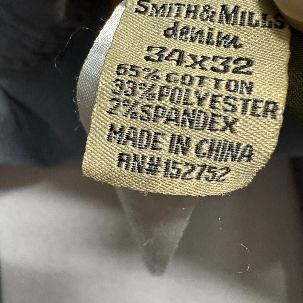Smith & Mills Stretch Jeans Mens 34x32 Blue Denim Straight Leg Pants