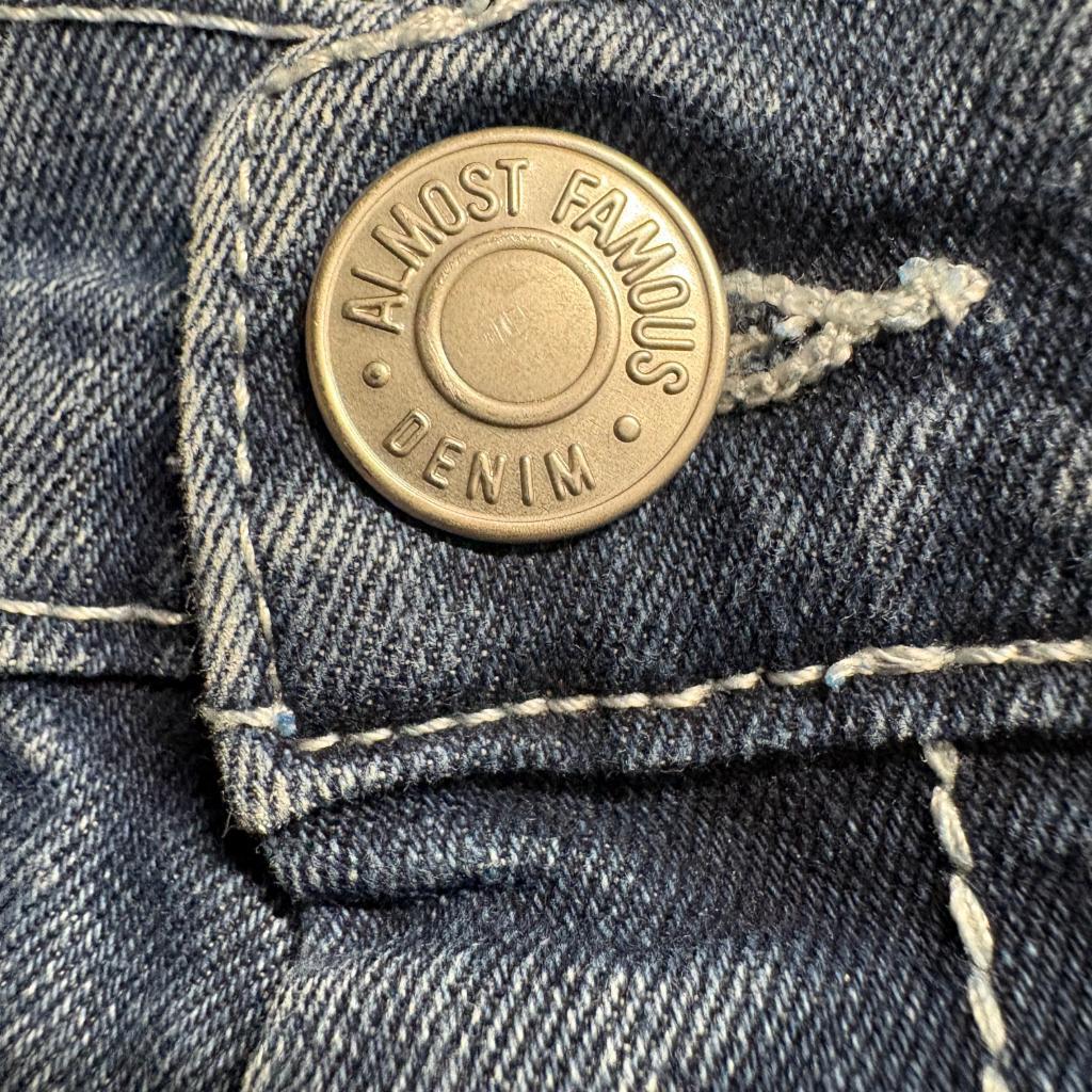 Almost Famous Cargo Jeans Womens Medium Blue Elastic Waist Utility Y2K Denim