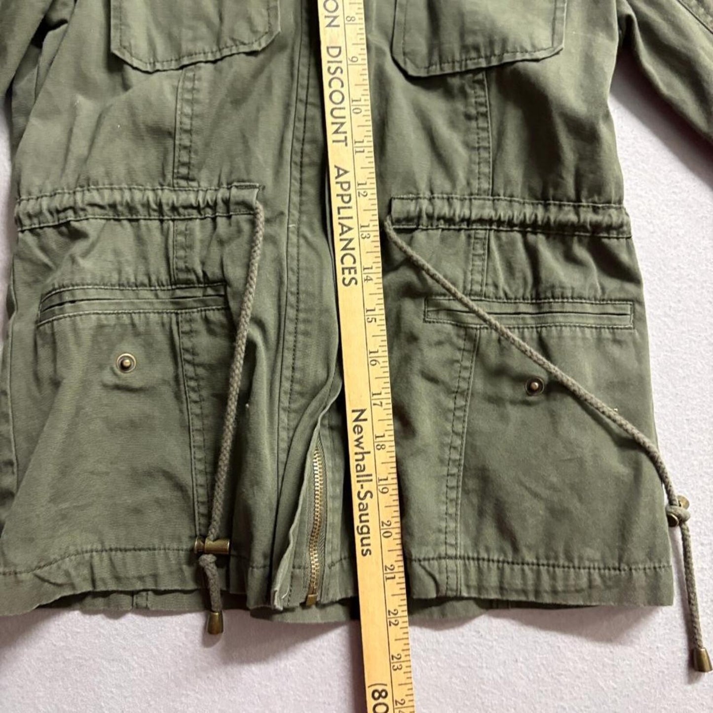 Chocolate USA Womens Utility Jacket Size S Olive Green Hooded Military Anorak