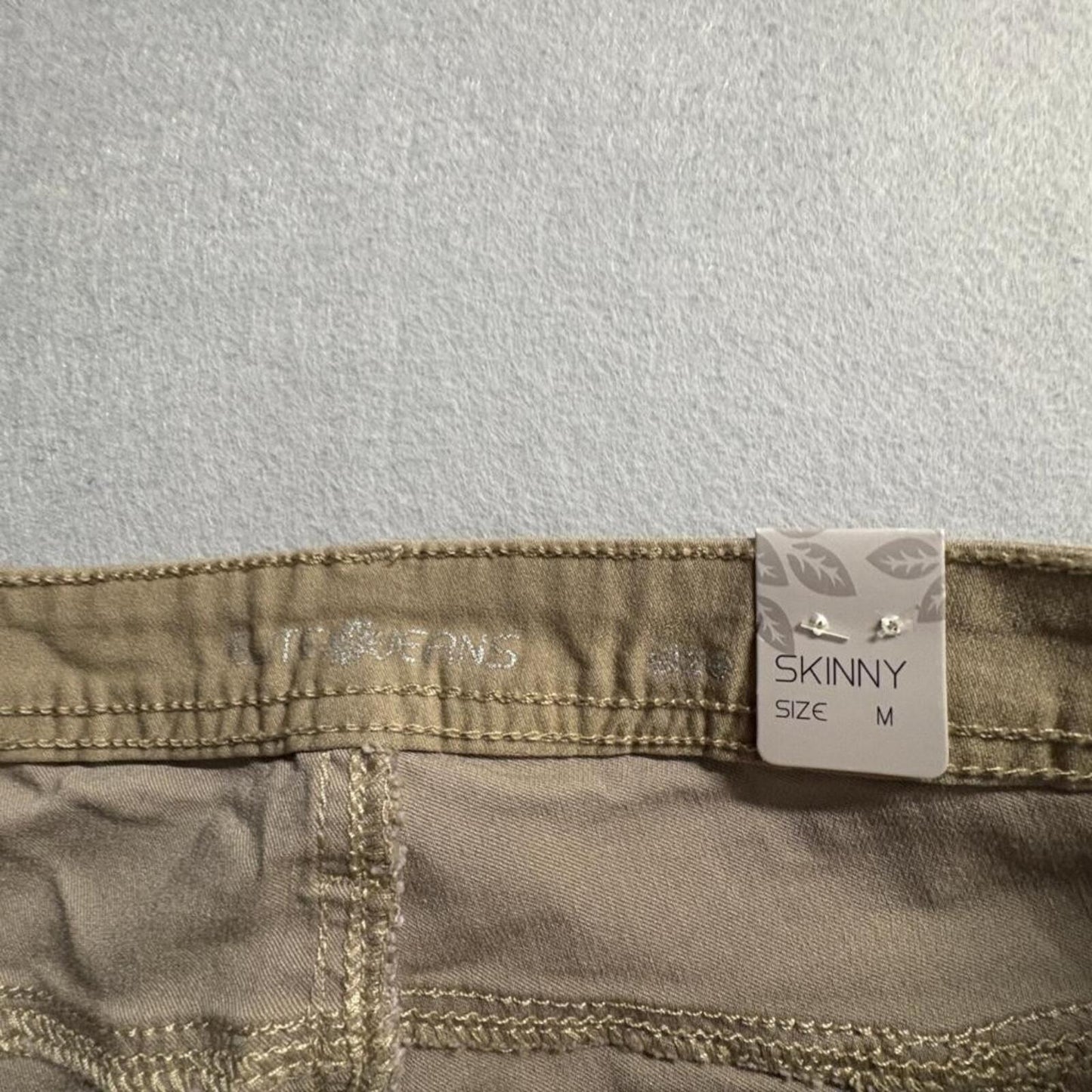 Elite Jeans Womens Skinny Pants Size M Khaki Brown Active Stretch Cotton Blend