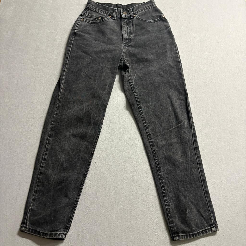 Vintage Lee Jeans Womens 8 Black Acid Wash High Rise Tapered Mom Denim Made in