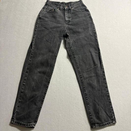 Vintage Lee Jeans Womens 8 Black Acid Wash High Rise Tapered Mom Denim Made in