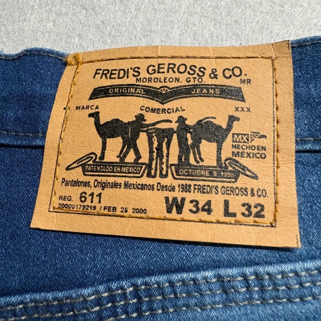 Fredis Geross Co Mens Jeans Size 34x32 Blue Denim Straight Leg Hecho En Mexico