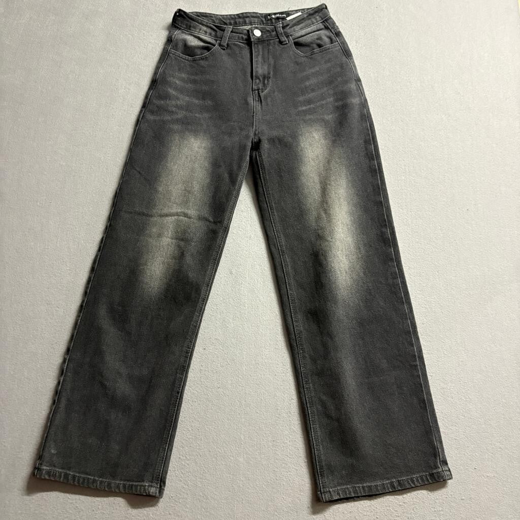 S-Bin Jeans Womens Small Gray Acid Wash Wide Leg High Rise Denim Pants