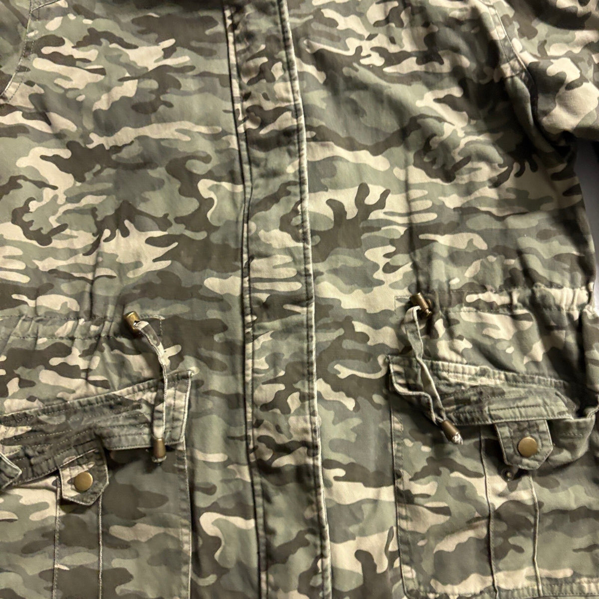 Faded Glory Camo Utility Jacket Womens XL Green Camouflage Hooded Parka Coat