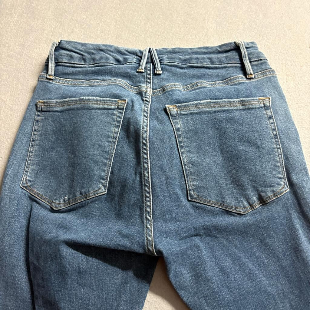 Good American Good Legs Distressed Skinny Jeans Womens Size 4/27 Blue Stretch