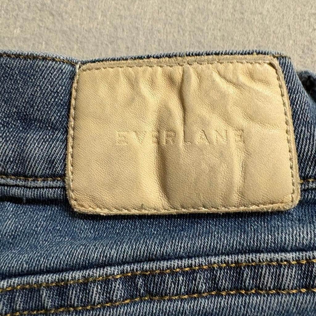 Everlane The Authentic Stretch Slim Bootcut Jeans Womens 24 Blue Raw Hem Denim