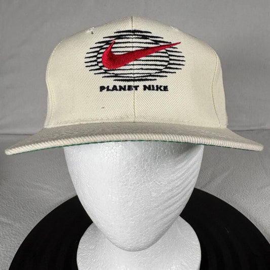 Vintage Planet Nike Snapback Hat Cream Green Under Brim Wool Blend Cap Made