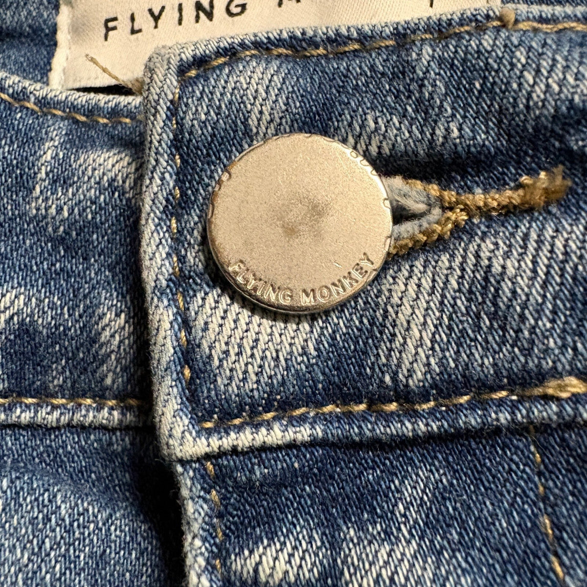 Flying Monkey Womens Size 27 Distressed Straight Leg High Rise Blue Jeans F4508