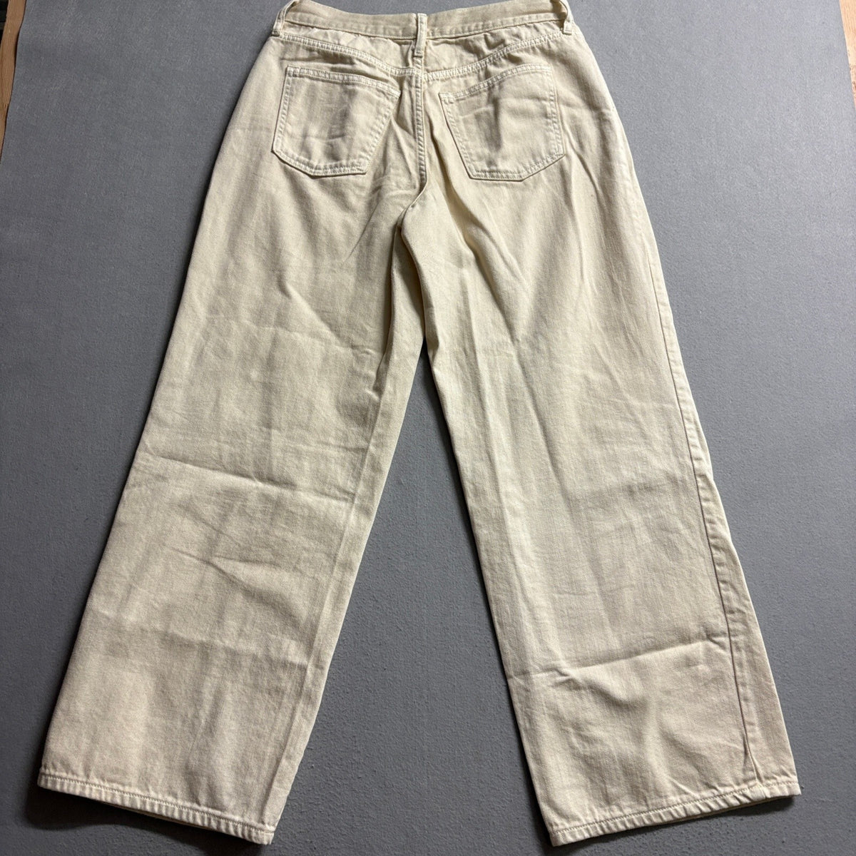 Universal Thread Womens Relaxed Wide Leg Jeans 10R Beige Cream High Rise Denim
