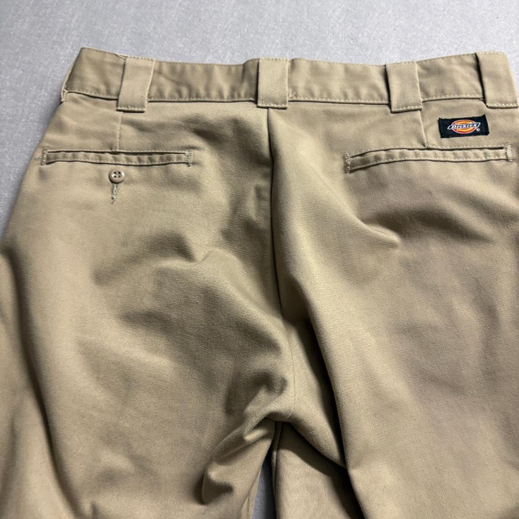 Dickies Slim Taper Chino Pants Mens 33x32 Khaki Beige Workwear WP830DS
