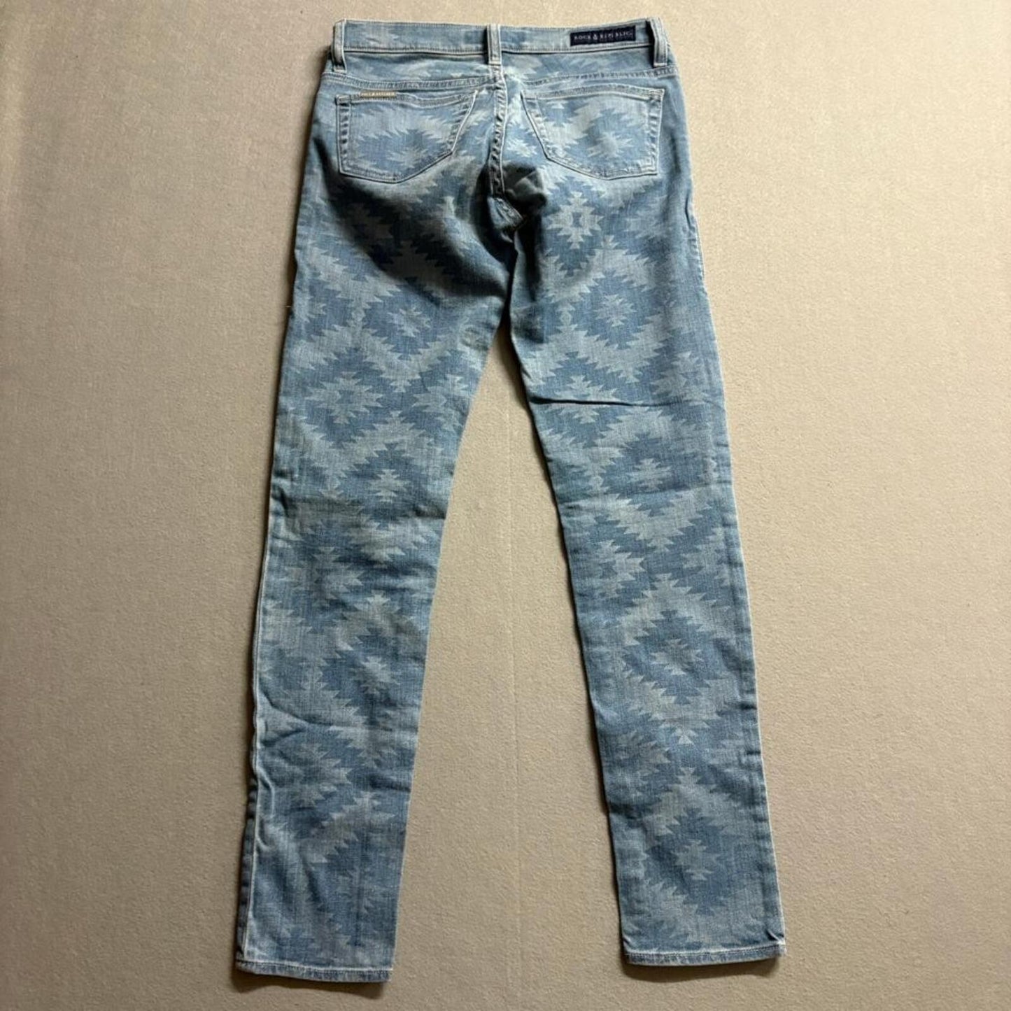 Rock and Republic Berlin Skinny Jeans Womens 4M Blue Aztec Geometric Print
