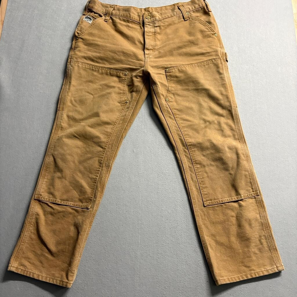 Vintage Carhartt Double Knee Pants Mens 36x28 Brown Cotton Duck Canvas Workwear