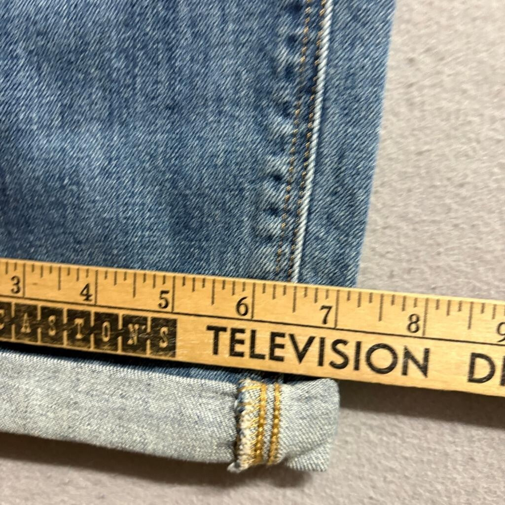 Old Navy Boyfriend Mid Rise Jeans Womens 12 Blue Distressed Patchwork Cuff Denim