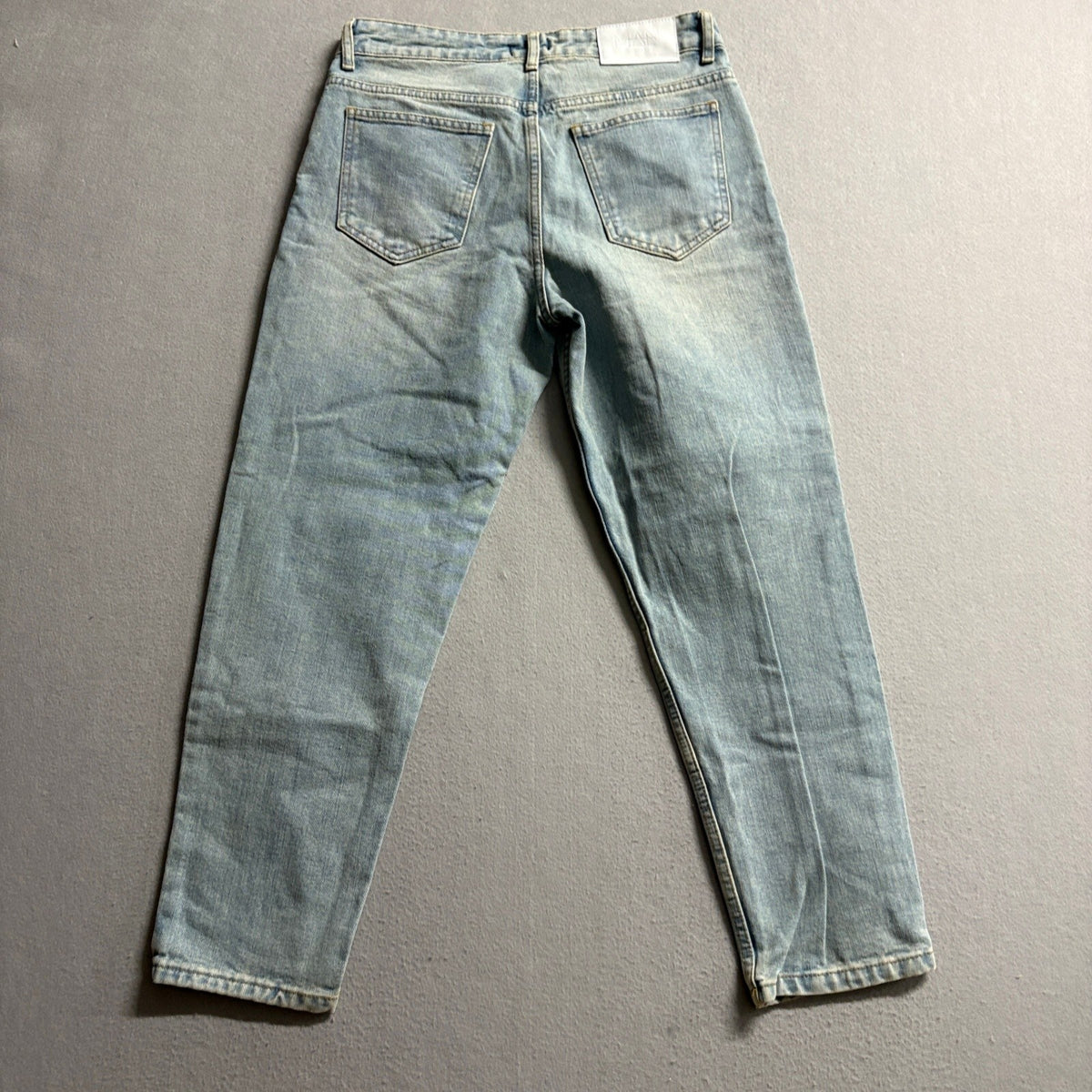 BoohooMAN Mens Jeans 30R Light Wash Blue Denim Button Fly Straight Leg Cotton