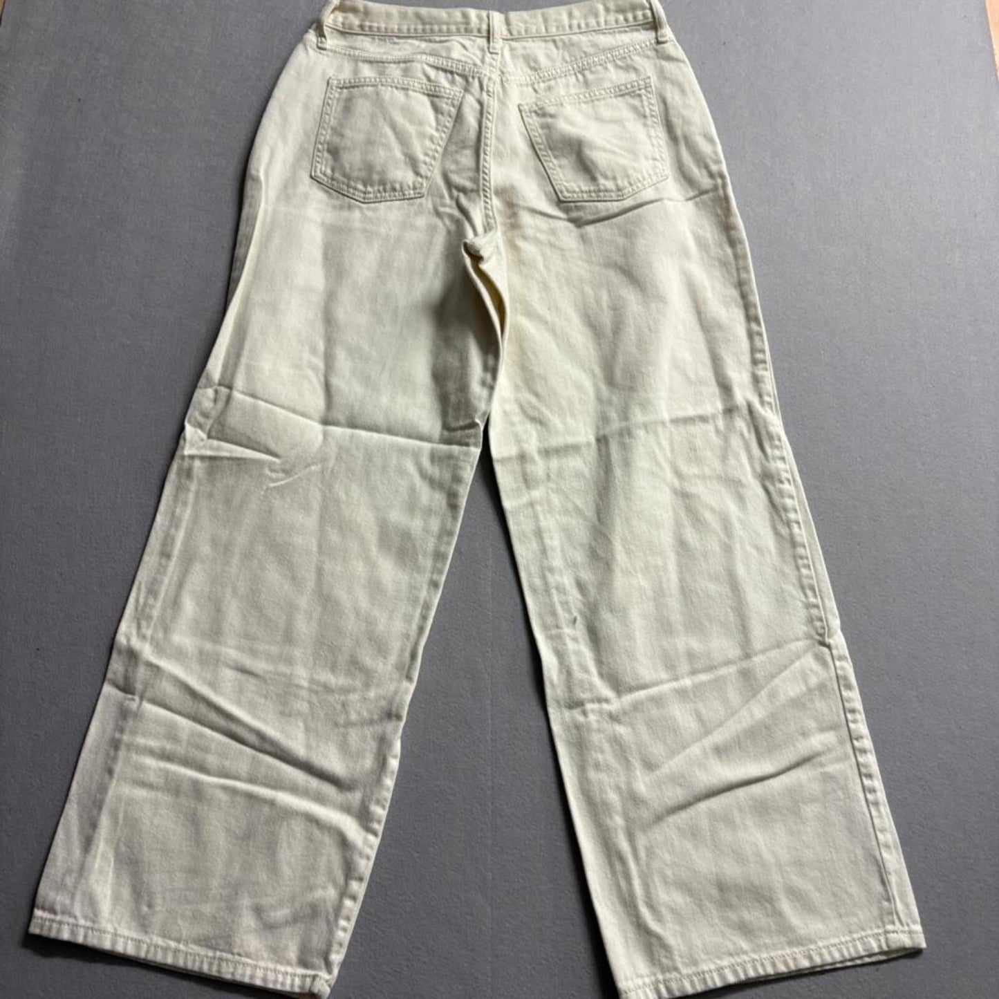 Universal Thread Wide Leg Jeans Womens 10/30R Off White Cream High Rise Denim
