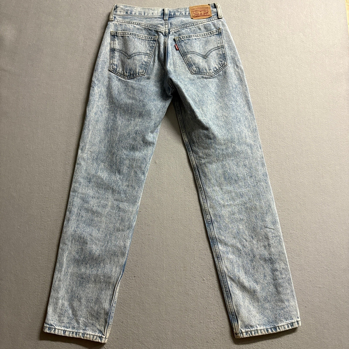 Levis Low Pro Straight Jeans Womens 24 Blue Acid Wash Denim Distressed