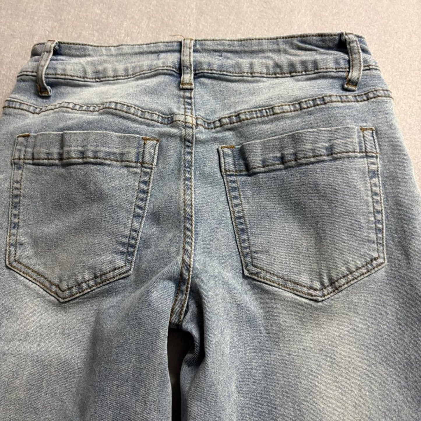 Love Soho Lace Up Side Jeans Womens Size 3 Light Wash Wide Leg Denim Stretch