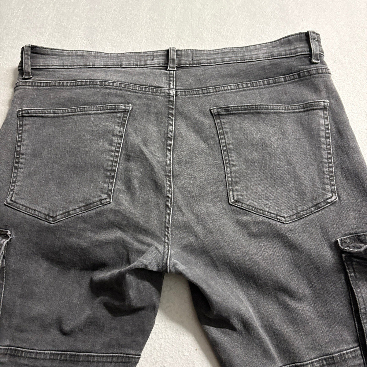 Zara Man Black Denim Skinny Cargo Pants Mens Size 36 Ankle Zip Biker Moto Jeans
