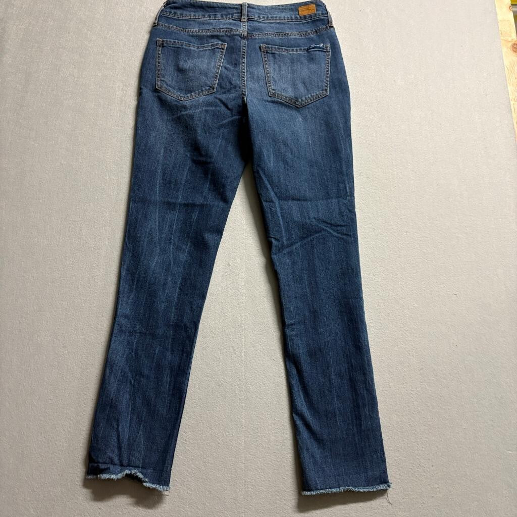 Seven7 Weekend Slim Fit Jeans Womens Size 6 Blue Denim Frayed Hem Stretch