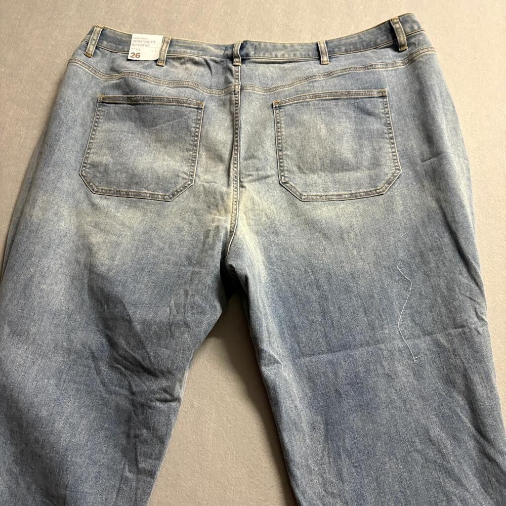 Lane Bryant Boyfriend Jeans Womens 26 Blue Flex Magic Waistband Mid Rise Stretch