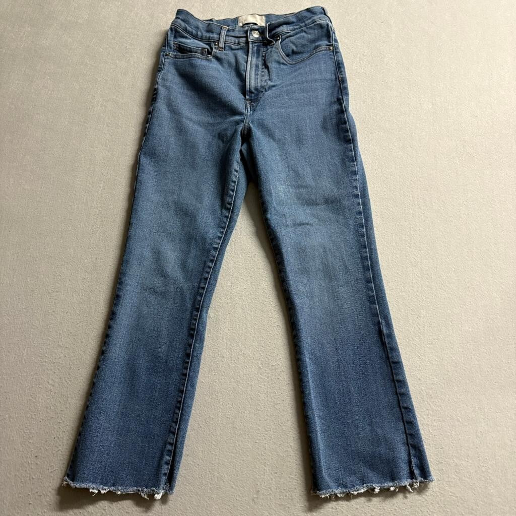 Everlane The Authentic Stretch Slim Bootcut Jeans Womens 24 Blue Raw Hem Denim