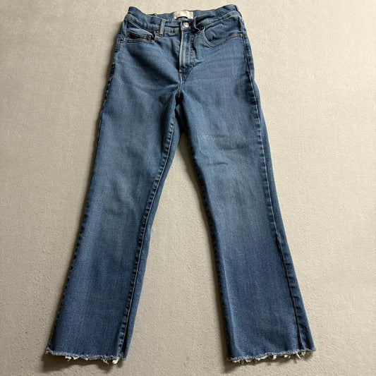 Everlane The Authentic Stretch Slim Bootcut Jeans Womens 24 Blue Raw Hem Denim