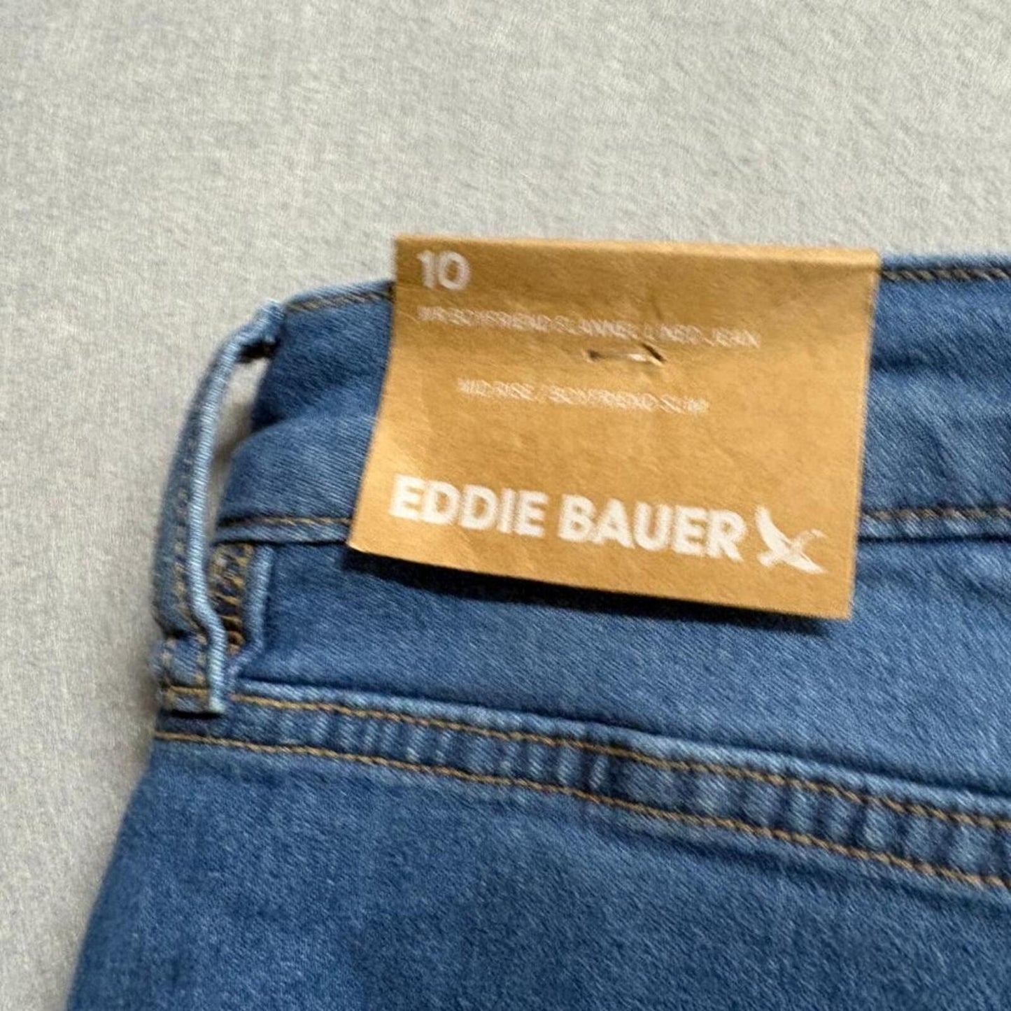 Eddie Bauer Flannel Lined Jeans Womens 10 Blue Boyfriend Midrise Slim NWT