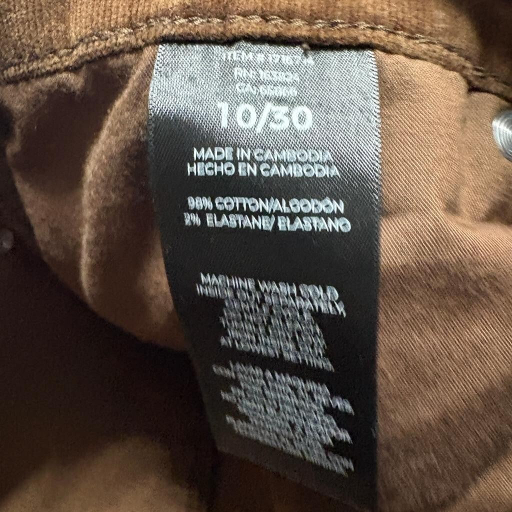 Well Worn Corduroy Pants Womens 10 Brown Stretch Straight Leg Mid Rise Casual
