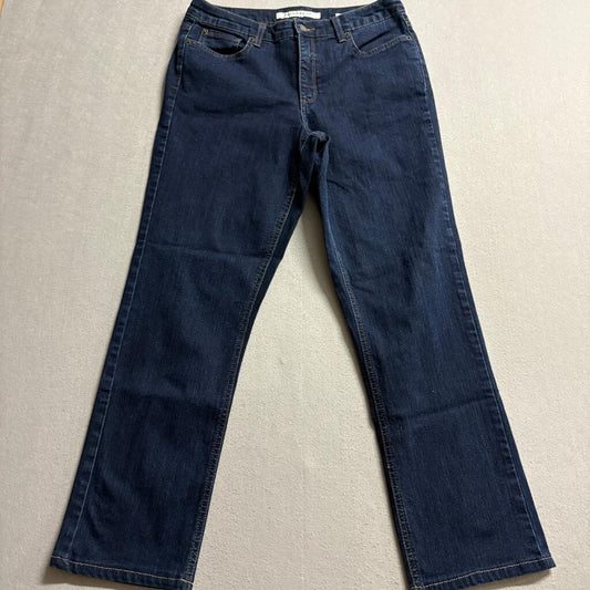 Jones New York Jeans Lexington Straight Leg Womens Size 12 Dark Wash Slimming