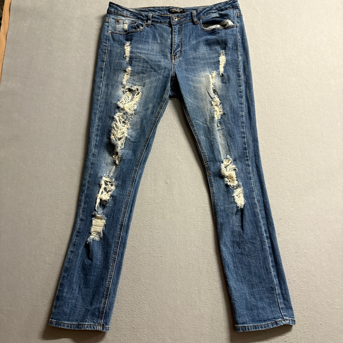 Aliana Jeans Los Angeles Distressed Ripped Skinny Jeans Womens Size 15 Medium