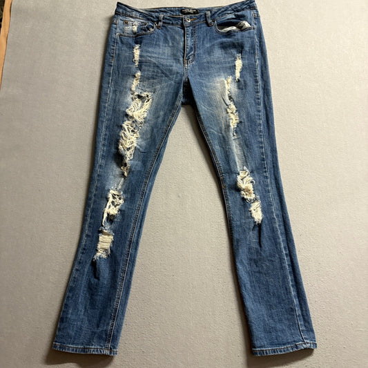 Aliana Jeans Los Angeles Distressed Ripped Skinny Jeans Womens Size 15 Medium