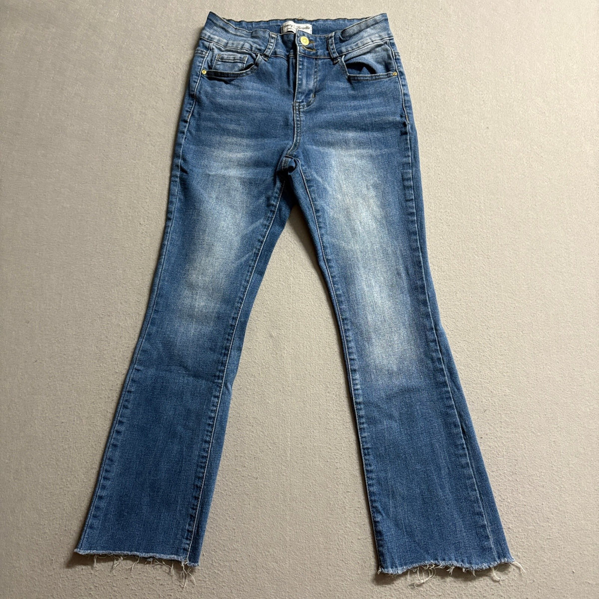 Honey & Bristle Womens Raw Hem Ankle Jeans Size 4P Blue Denim Stretch Crop