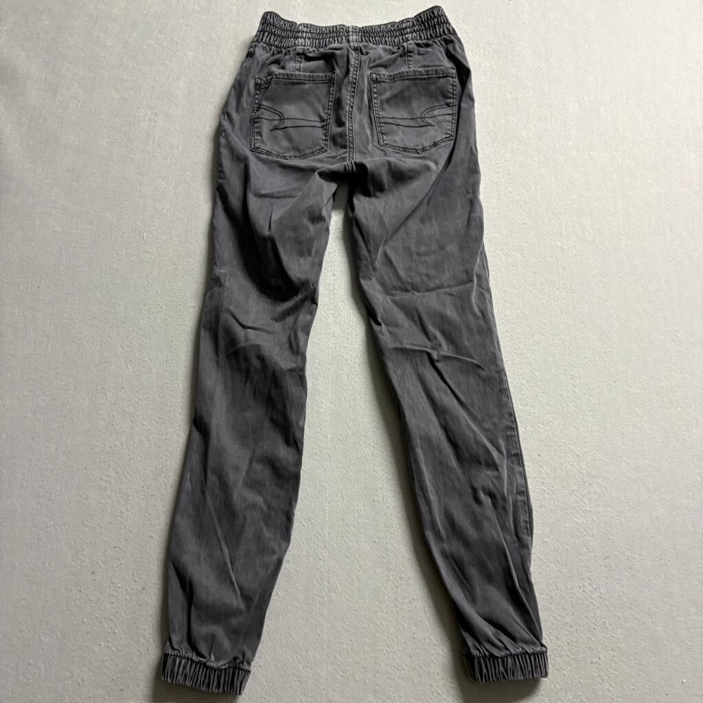 American Eagle Jogger Pants Womens 0 Gray Elastic Waist Utility Cargo Pockets