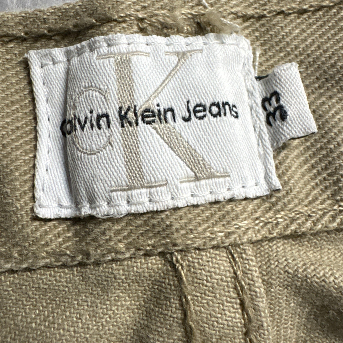 Calvin Klein Jeans Mens 33x32 Easy Fit Khaki Tan Denim Pants Cotton Vintage