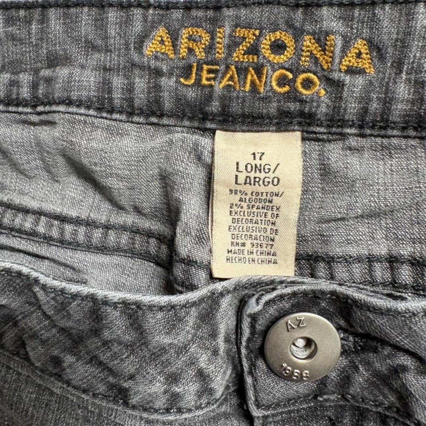 Arizona Jean Co Womens Size 17 Long Gray Skinny Jeans Stretch Denim