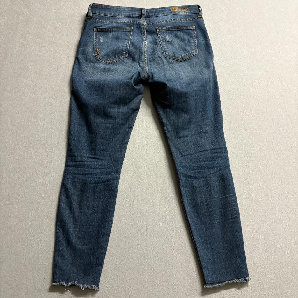 Kut from the Kloth Skinny Jeans Womens Size 8 Blue Raw Frayed Hem Stretch Denim